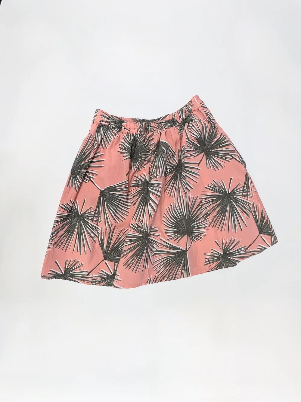 A New Day Women's Pink Palm-Print Poplin Flare Skirt